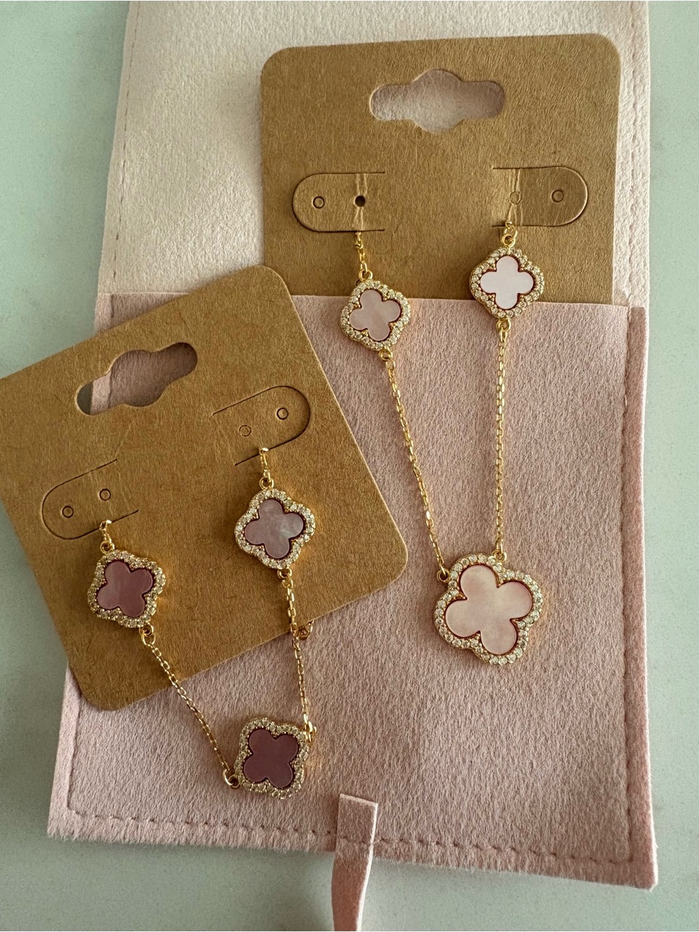 SS925 clover set with Pink Mother-of-Pearl